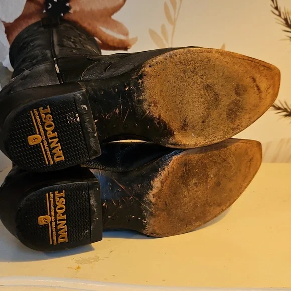 Dan Post | "Sidewinder" Black Western Boots | Sz 8.5| Festival, Boho, Southwest - Picture 5 of 9